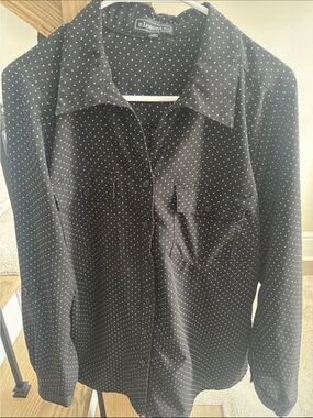 Elementz Black Polka Dot Button-Up Blouse